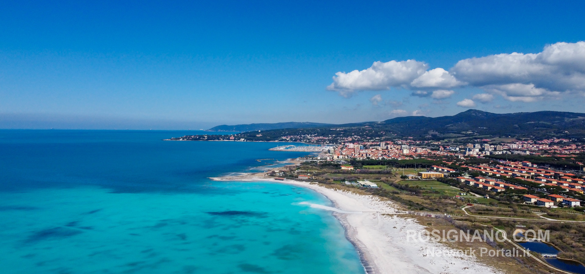 Vista aerea delle Spiagge Bianche di Rosignano